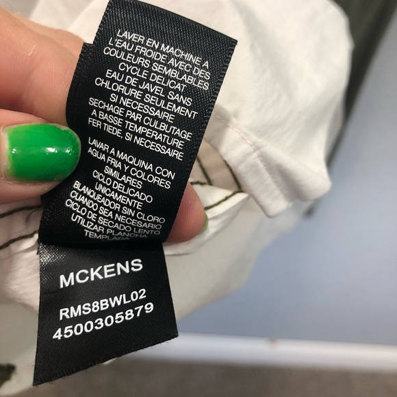 Kenneth Cole New York Green and White Color Block Long Sleeve Button Down Shirt - Picture 5 of 8